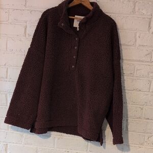Aerie Burgundy Cloud Sherpa Pullover